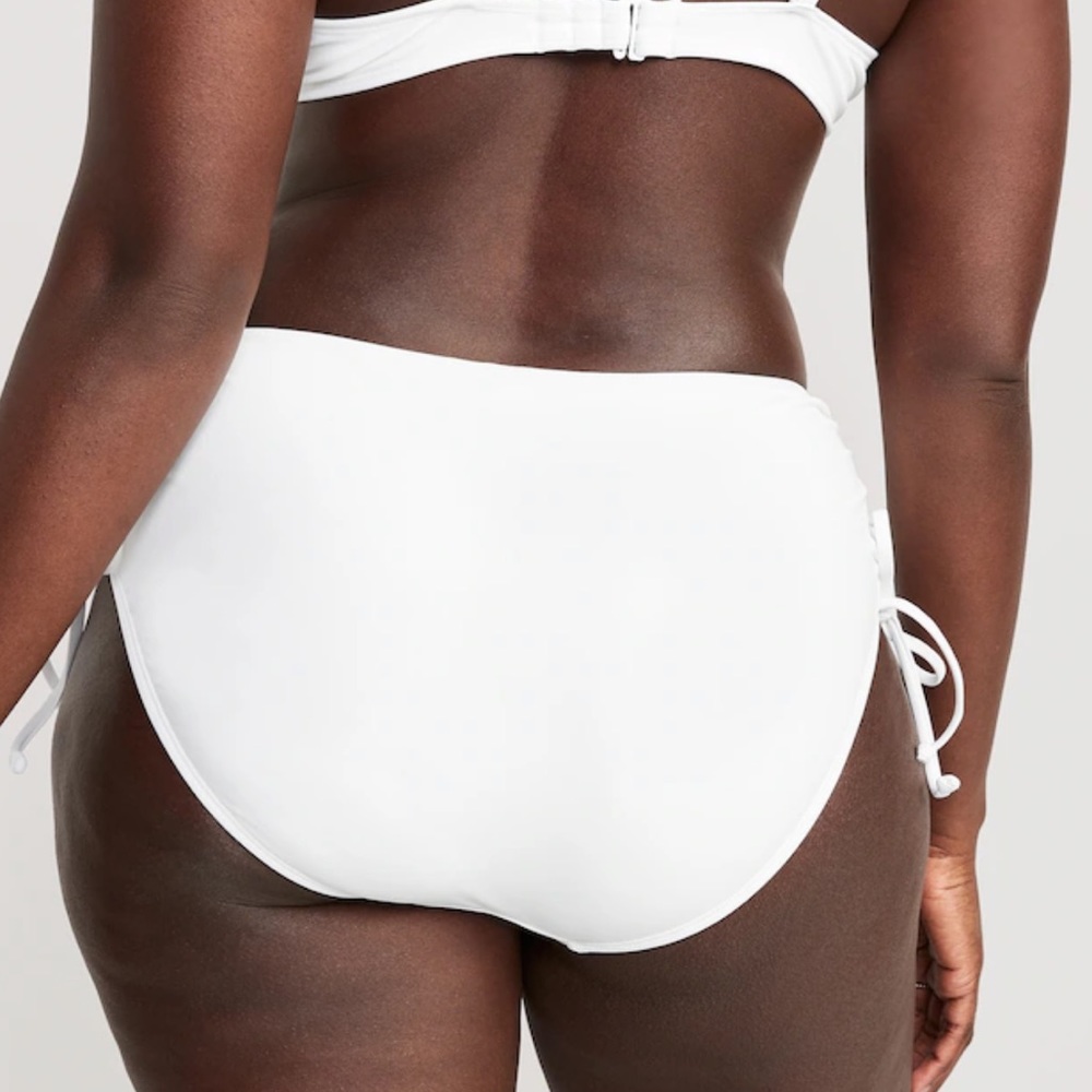 🆕 Old Navy Women’s High-Waisted Tie-Cinched Bikini Swim Bottoms White M 8-10 - Picture 3 of 13
